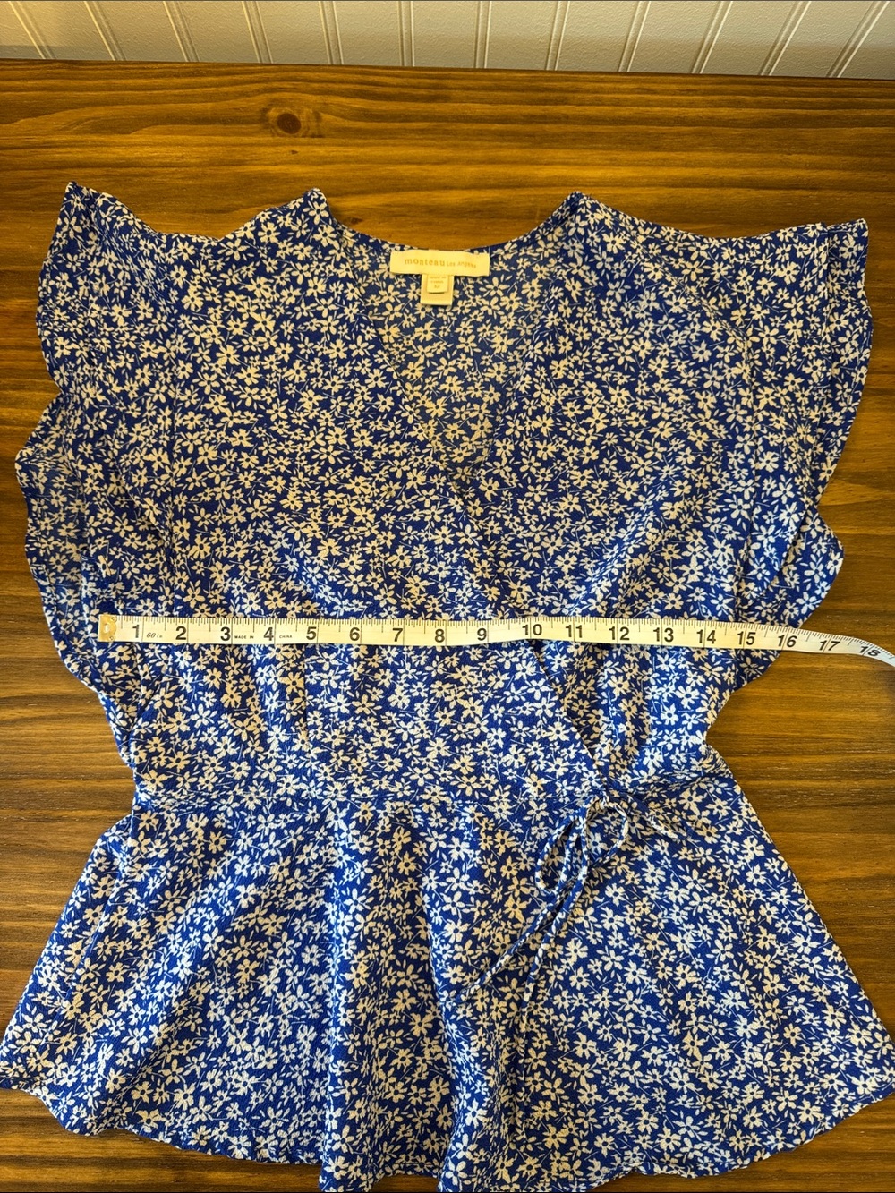 Monteau Fauz Wrap Peplum Top - Picture 6 of 9
